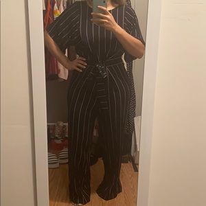 J. Crew Black and White Striped Jumpsuit
